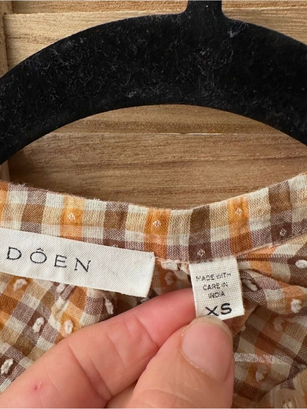 DOEN Scarlet Blouse Orange Meringue Plaid Top size XS - Picture 4 of 4
